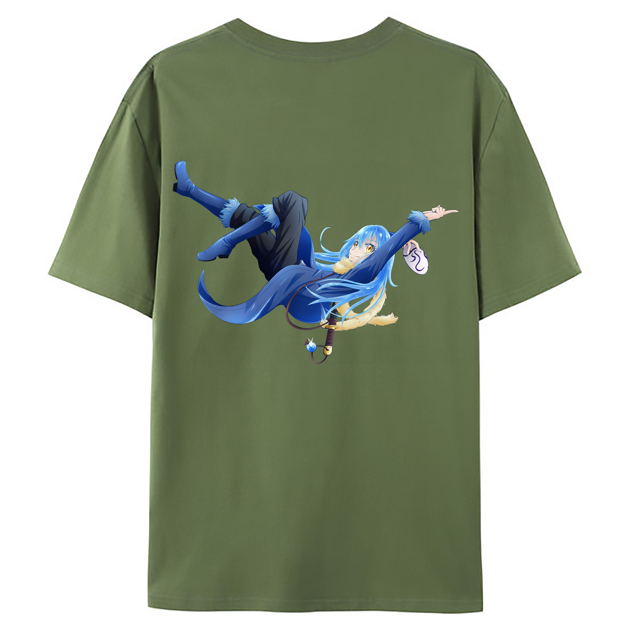 （画像用） 転スラ Regarding Reincarnated to Slime 綿100％ メンズ半袖Tシャツ（バックプリント） 通気性